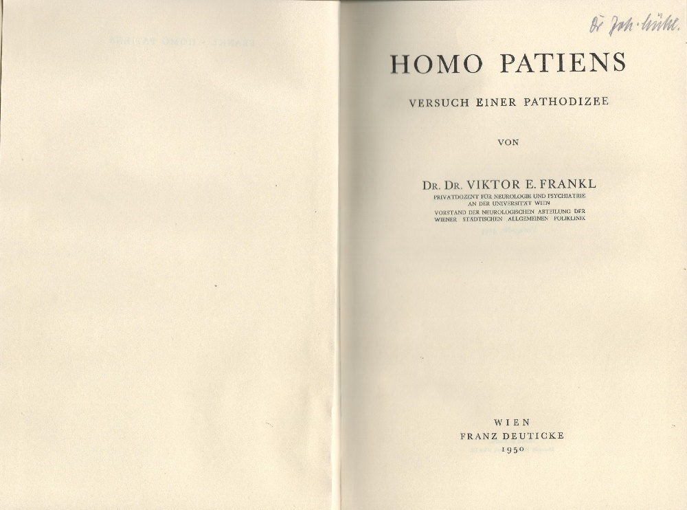 Viktor E. Frankl - Homo Patiens, EA 1950, Vorsatz, aufgeschlagen