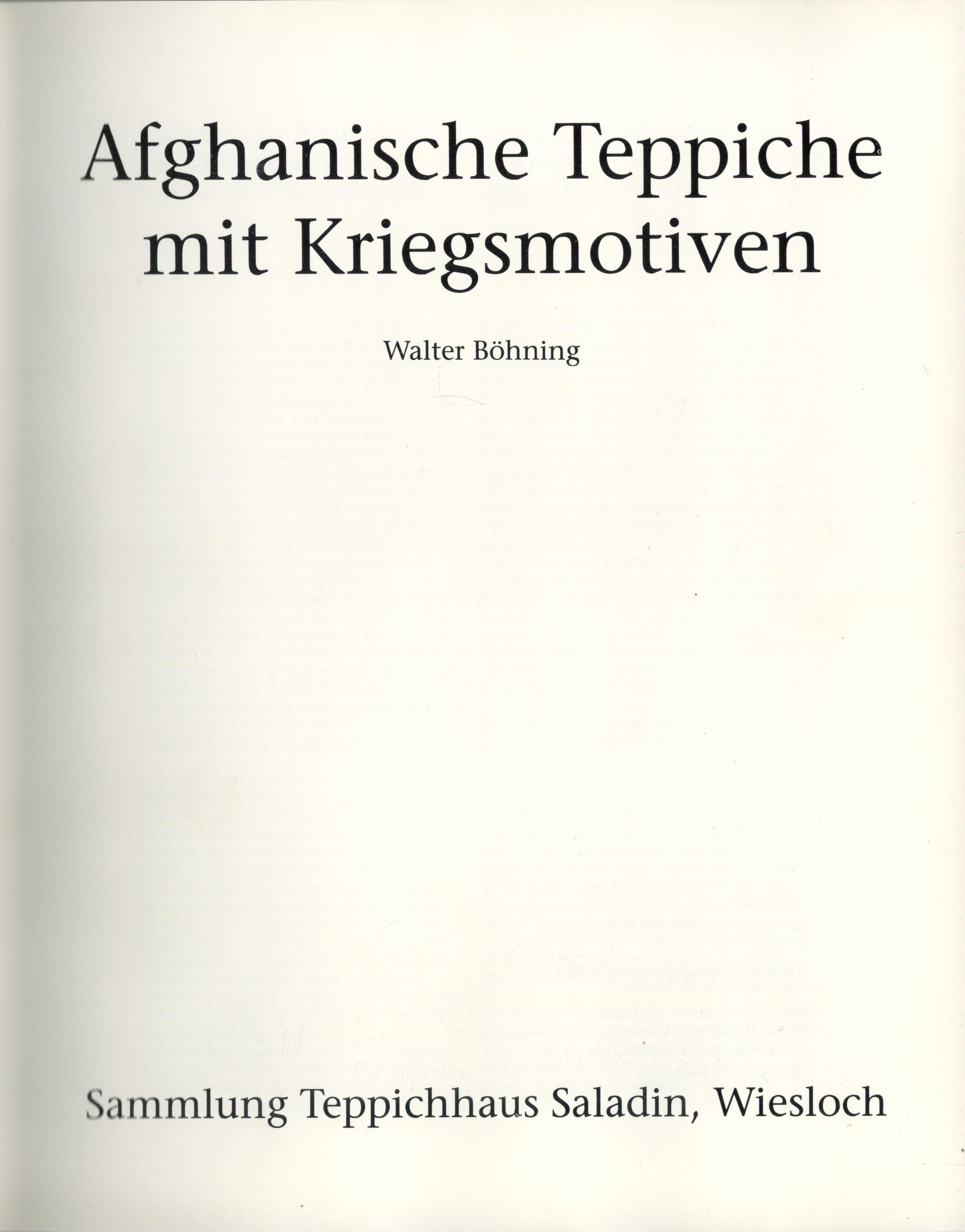 Böhning - Afghanische Kriegsteppiche, Vorsatz