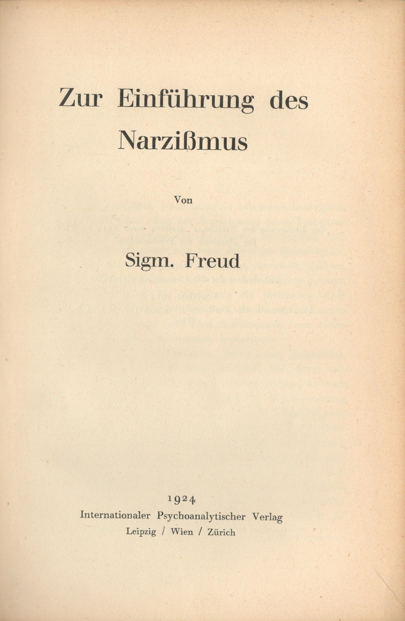 Zur Einführung des Narzißmus / Eine Teufelsneurose... / Kleine Beiträge zur Traumlehre - Titelblatt
