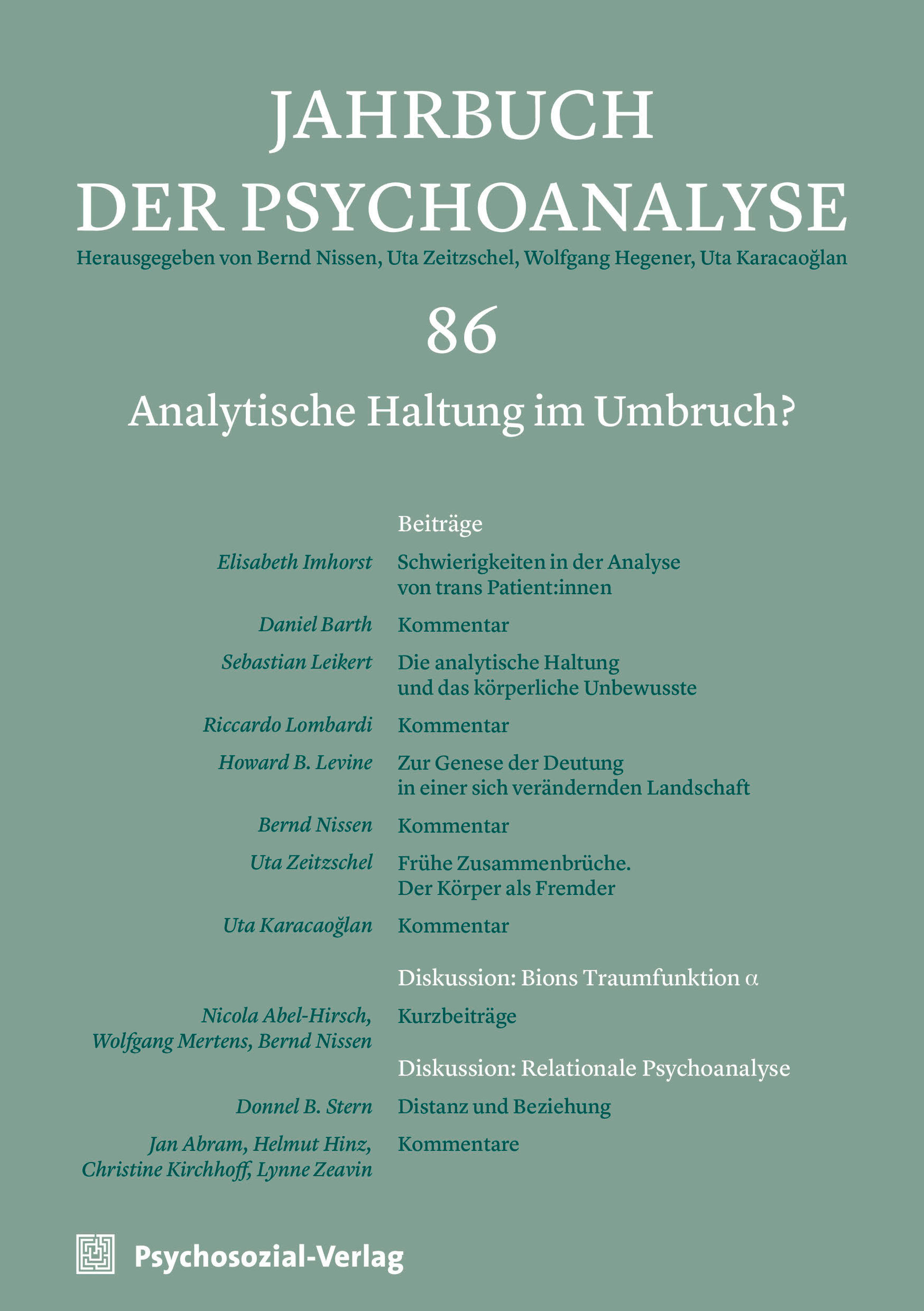 Jahrbuch der Psychoanalyse, Band 86