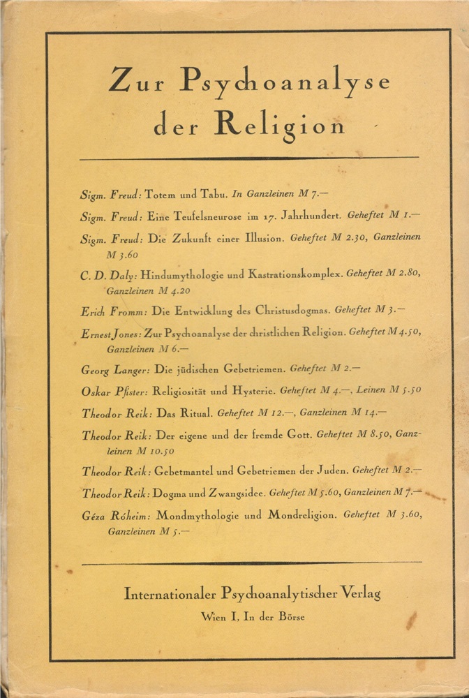 Theodoe Reik: Gebetmantel und  Gebetsriemen der Juden, Rückseite