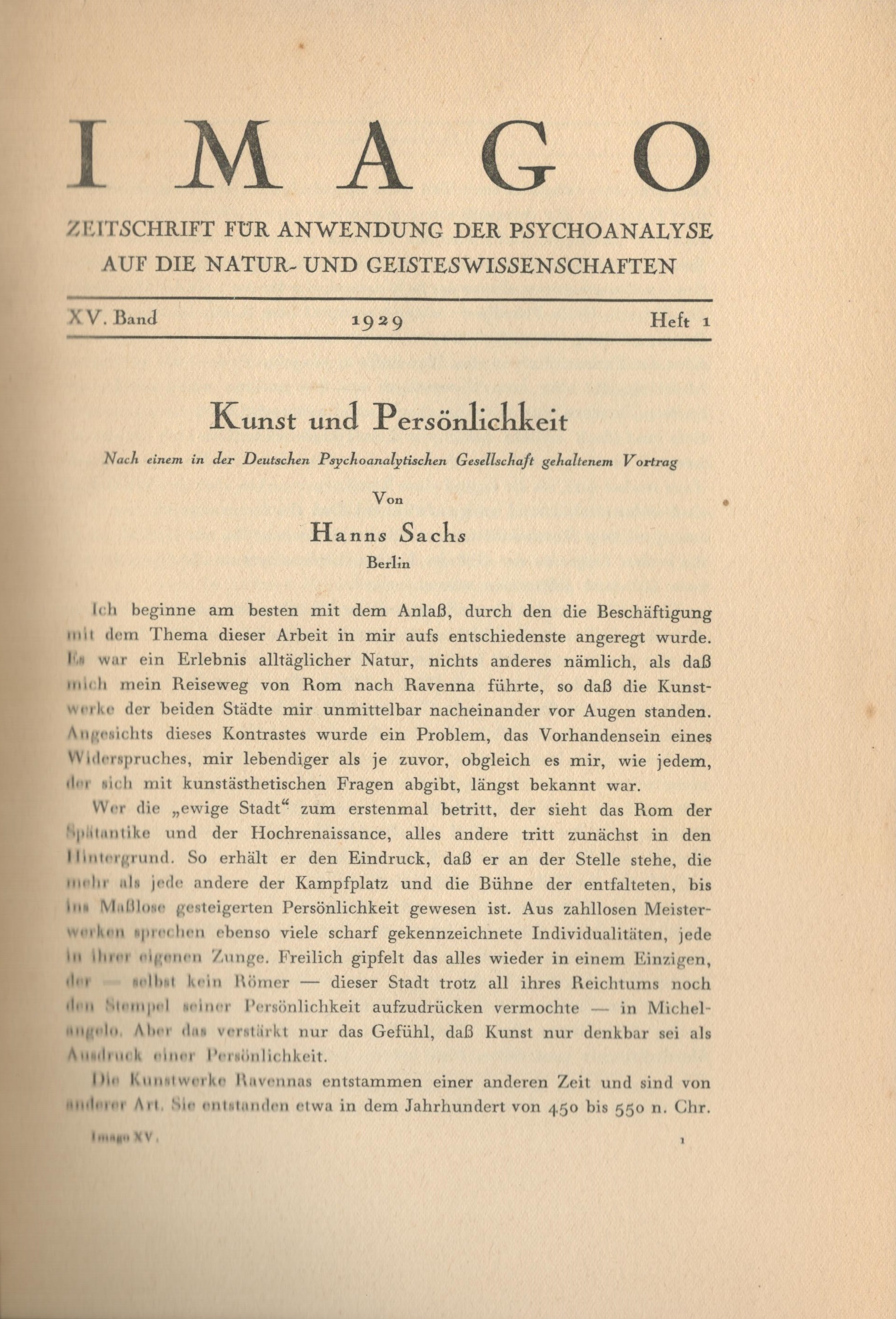 IMAGO, 1929, Ausgabe 1, XV. Band - Beispielseite