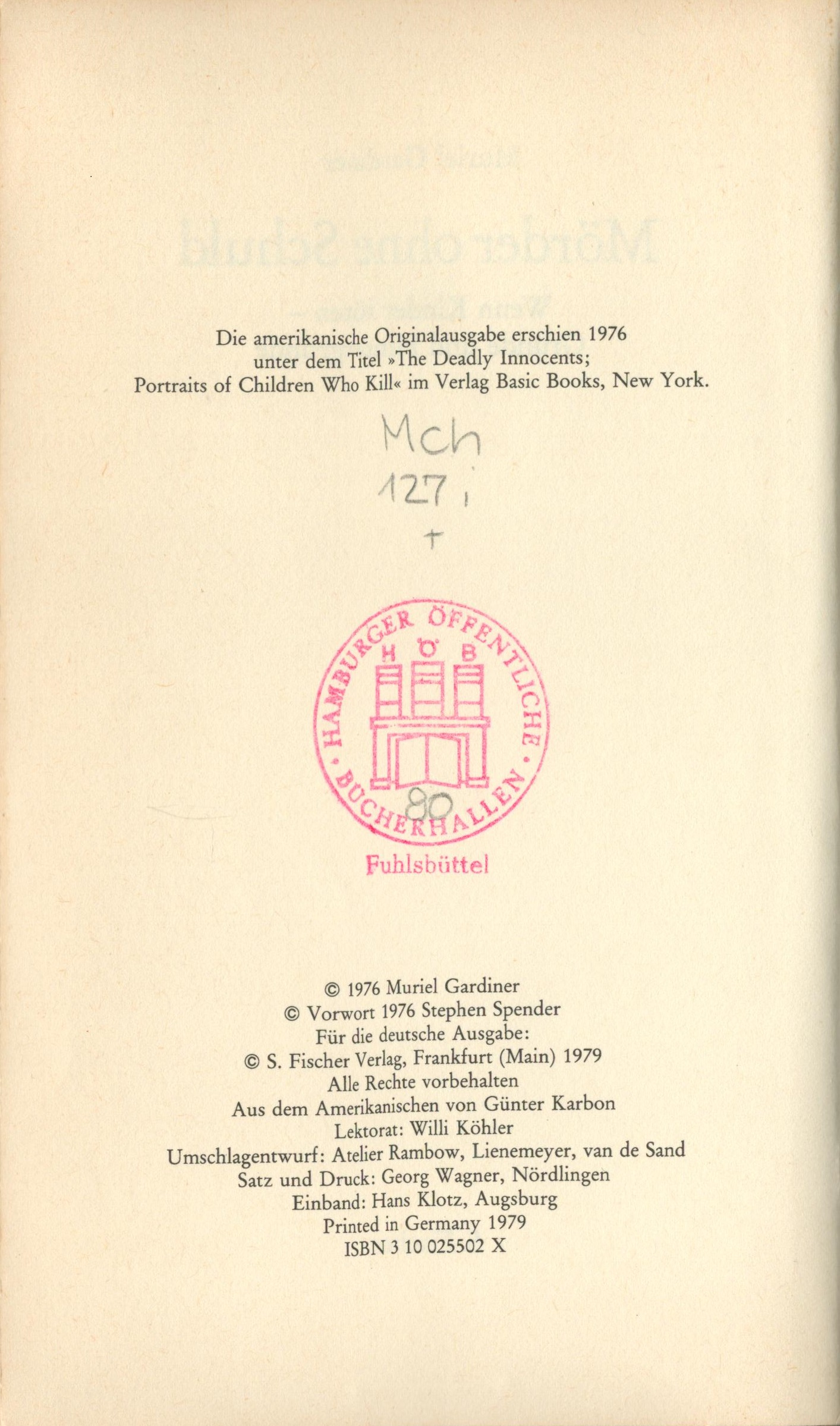 Mörder ohen Schuld - Buchstempel der Bibliothek