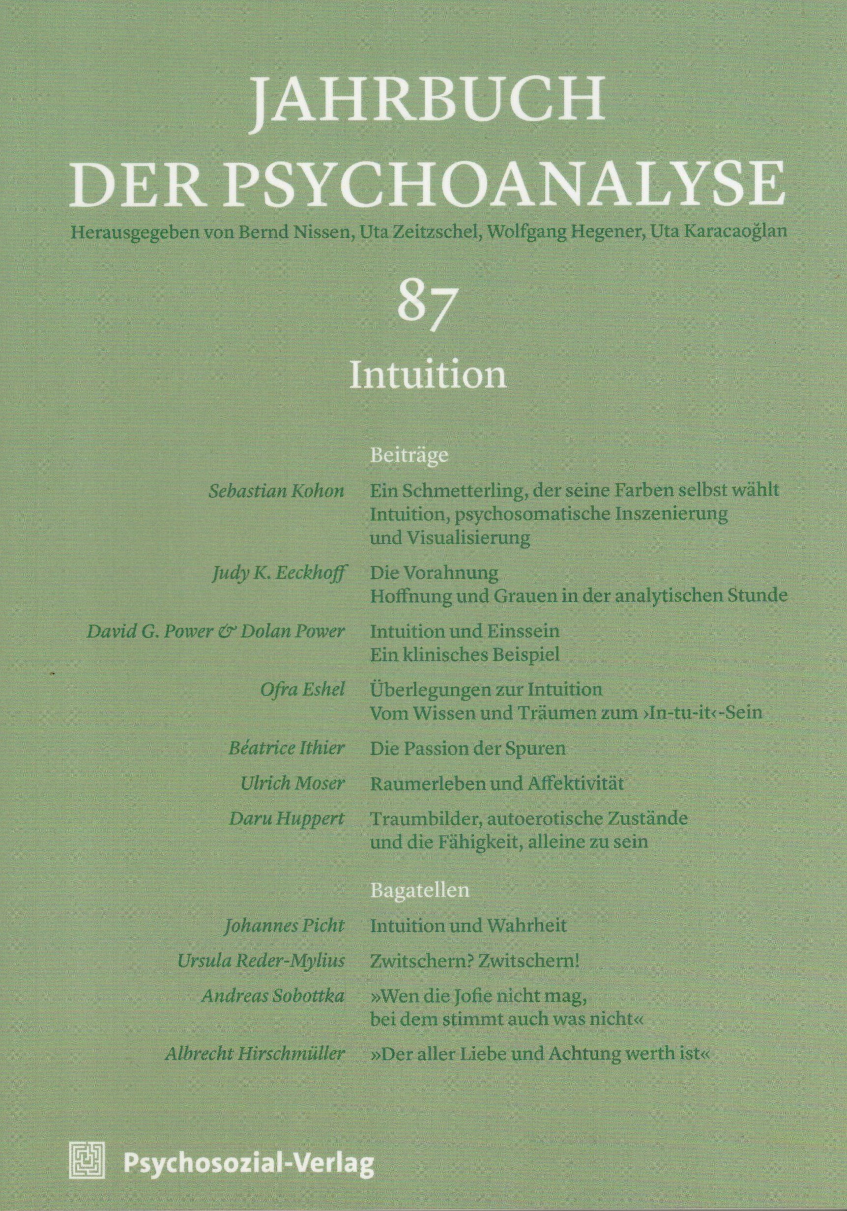 Jahrbuch der Psychoanalyse <Intuition> - Cover