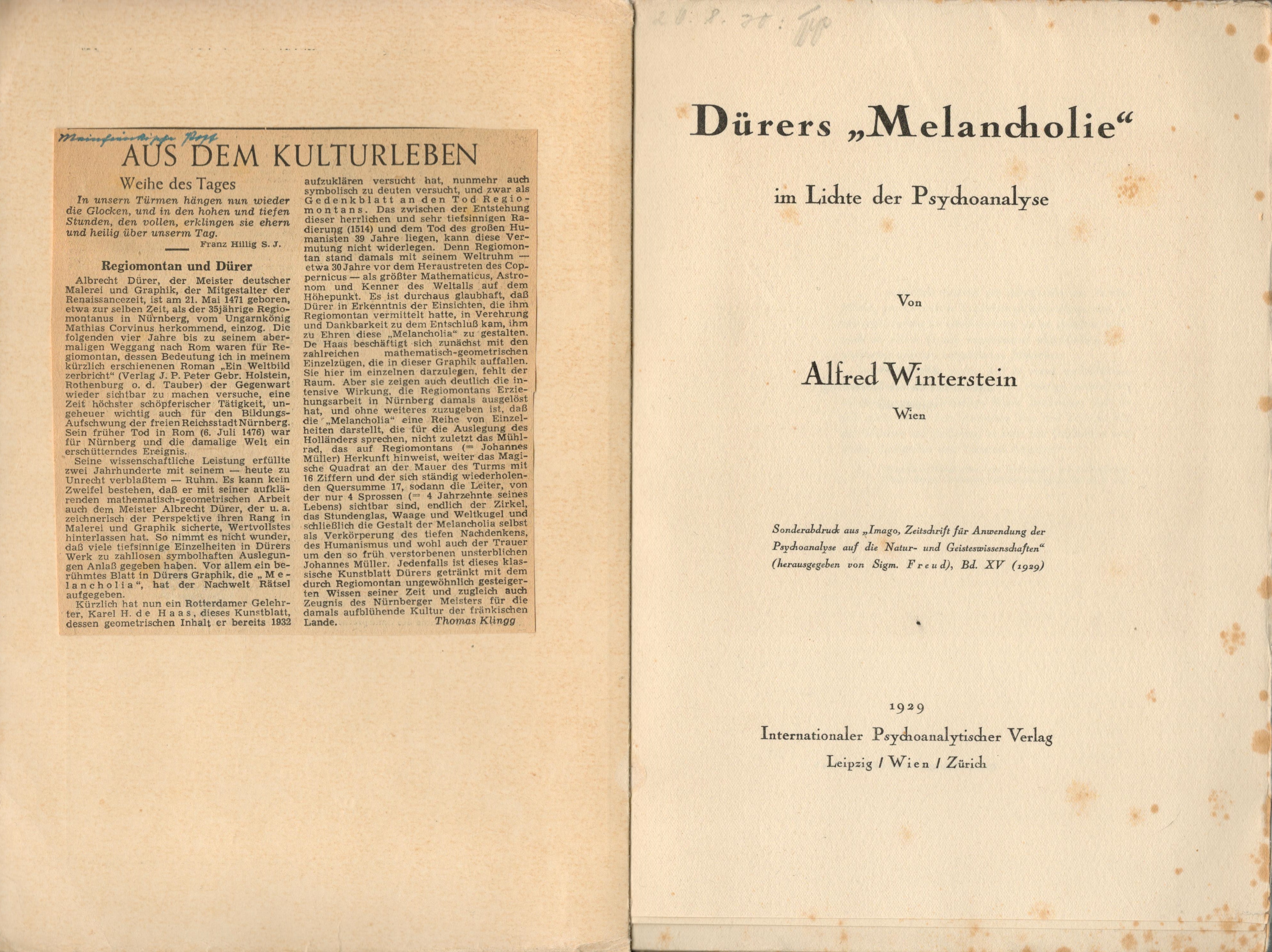 Dürers »Melancholie« - Titelblatt