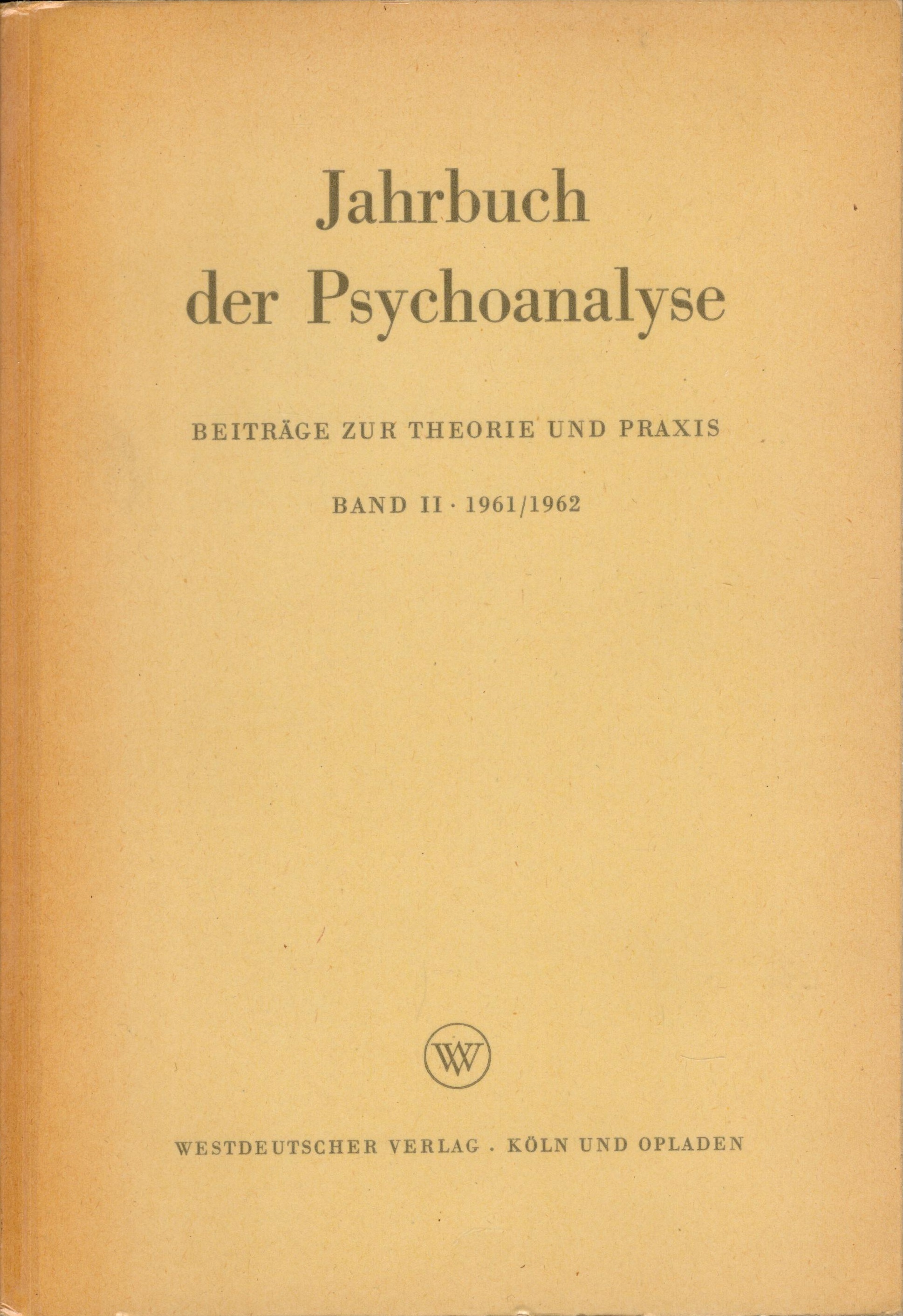 Jahrbuch der Psychoanalyse / Band 2 - Frontdeckel