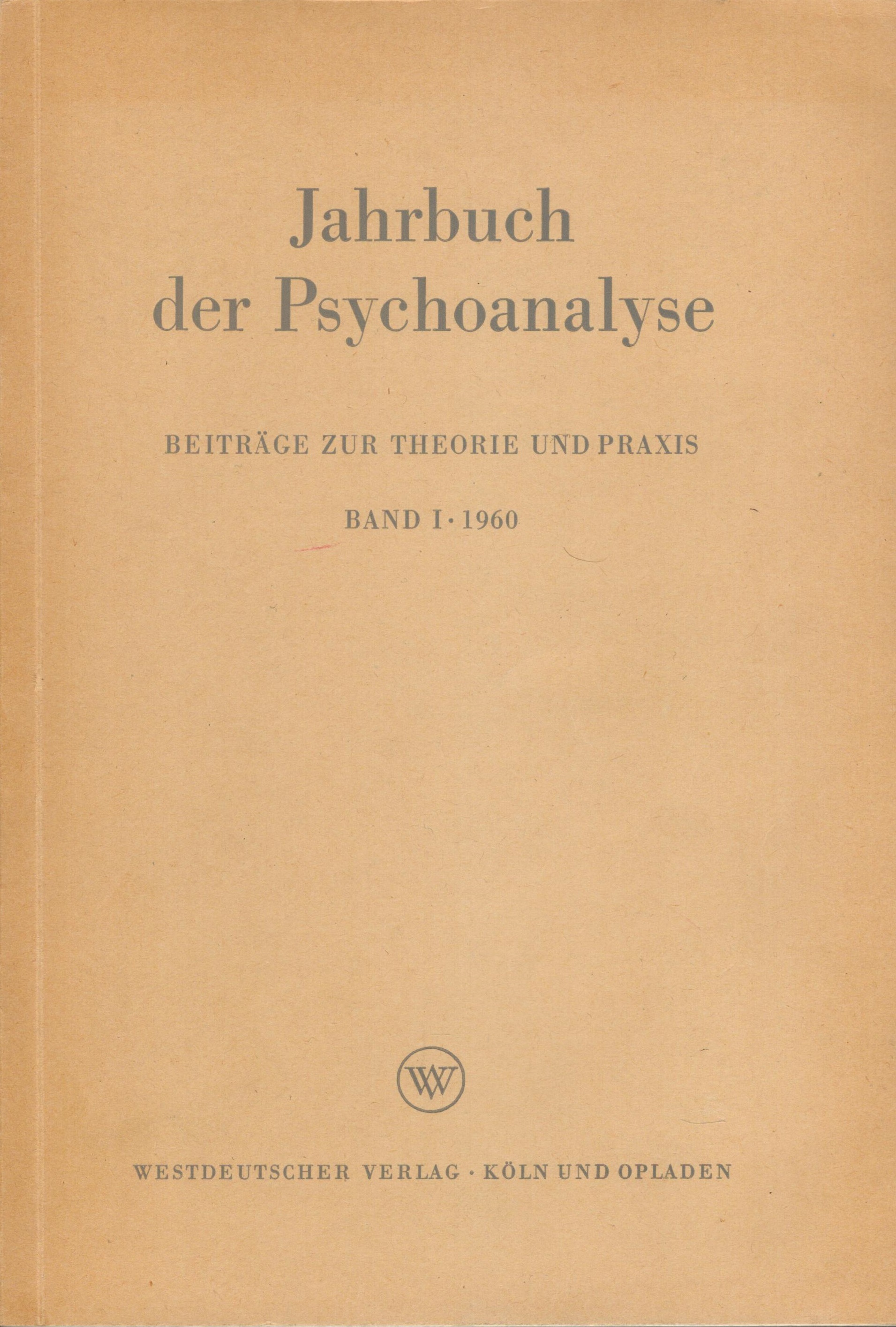 Jahrbuch der Psychoanalyse / Band 1 - Frontdeckel