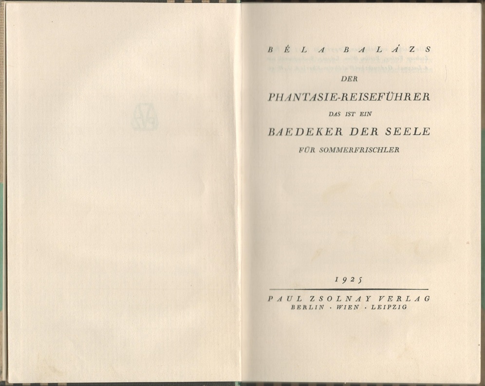 Phantasie-Reiseführer, EA 1925 - Hardcovervariante, Vorsatz
