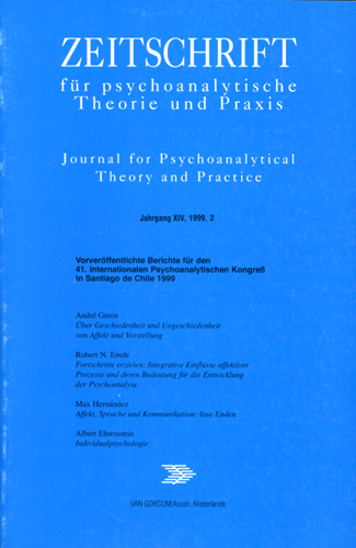 Zeitschrift für psychoanalytische Theorie und Praxis, Jg. XIV, (1999), Heft 2